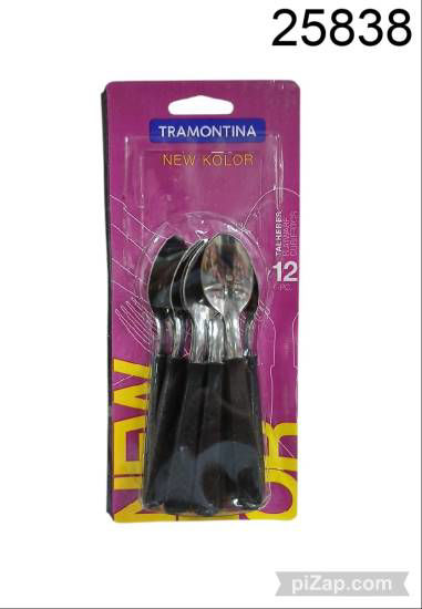 Imagen de CUCHARITA TRAMONTINA MANGO NEGRO X 12 BLISTER 2.26